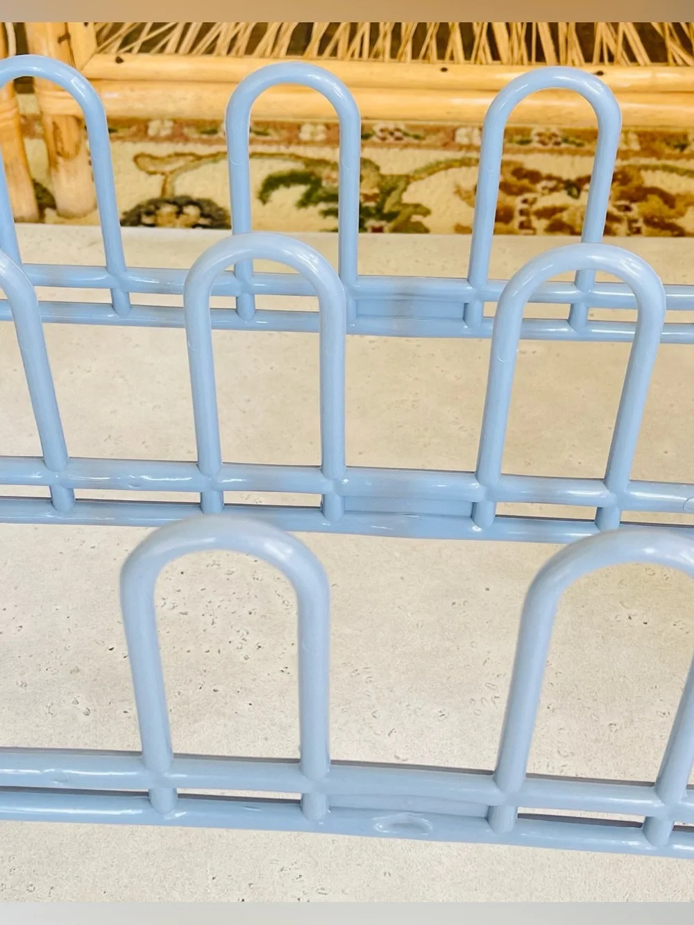 Vintage Yaffa Style Shoe Rack Organizer USA Light Blue 1980s Plastic 9 Pairs
